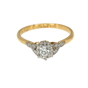 18ct Gold & Platinum Diamond Vintage Style Solitaire Ring