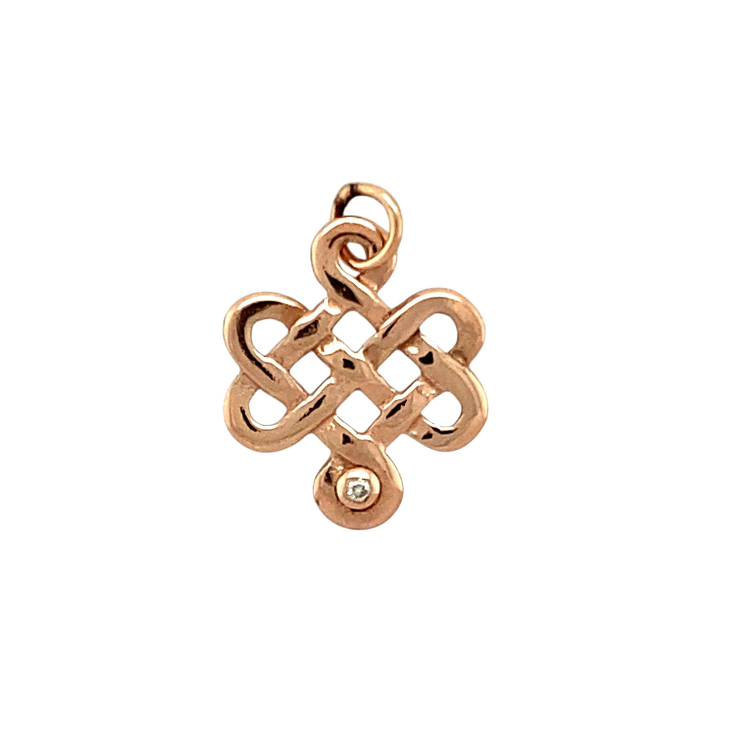 9ct Gold & Diamond Set Celtic Knot Clogau Charm