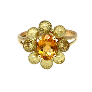 9ct Gold Citrine & Preciosa Flower Ring