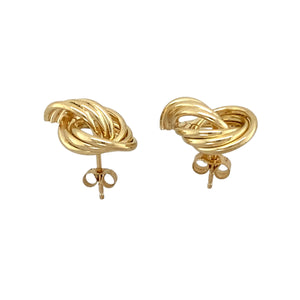 9ct Gold Multi Band Twist Circle Stud Earrings