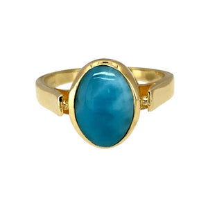 14ct Gold & Turquoise White Coloured Stone Set Ring