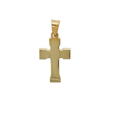 Load image into Gallery viewer, Preowned 9ct Yellow Gold Polished Block Edge Cross Pendant with the weight 2 grams
