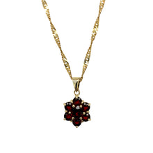 Load image into Gallery viewer, 9ct Gold &amp; Garnet Set Flower 18&quot; Necklace
