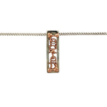 Load image into Gallery viewer, Preowned 925 Silver and 9ct Rose Gold Clogau Cariad Pendant on an 18&quot; Clogau curb chain with the weight 4.60 grams. The pendant is 2.1cm long
