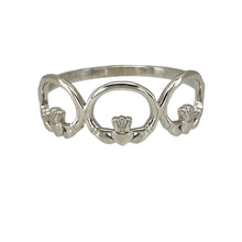 Load image into Gallery viewer, 10ct White Gold Claddagh Style Triple Ring
