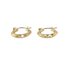 Load image into Gallery viewer, Preowned 9ct Yellow Gold Patterned Small Creole Earrings with the weight 0.70 grams
