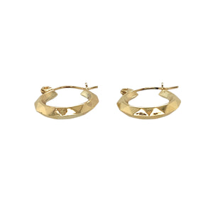 Preowned 9ct Yellow Gold Patterned Small Creole Earrings with the weight 0.70 grams