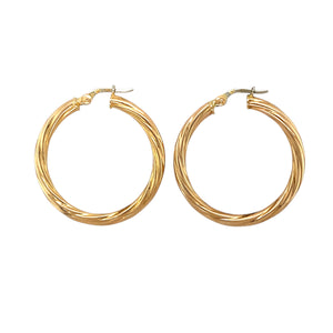 9ct Gold Twisted Hoop Creole Earrings