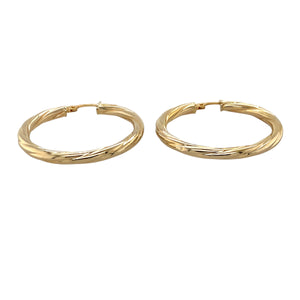 Preowned 9ct Yellow Gold Twisted Hoop Creole Earrings with the weight 1.60 grams