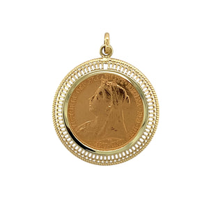 9ct Gold Full Sovereign Mount Pendant with 22ct Gold Full Sovereign