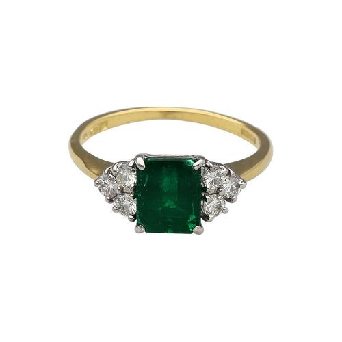 18ct Gold Diamond & Emerald Set Ring