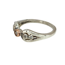 Load image into Gallery viewer, Preowned 925 Silver and 9ct Rose Gold &amp; White Topaz Set Clogau Ring in size K with the weight 2.50 grams. The center stone is approximately 2mm diameter
