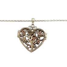 Load image into Gallery viewer, Preowned 925 Silver Clogau with 9ct Rose Clogau Heart Locket Kensington Pendant on a 16&quot; Clogau chain with the weight 7.80 grams. The pendant is 3cm long including the bail
