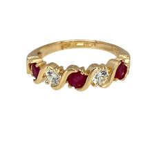 Load image into Gallery viewer, 9ct Gold Ruby &amp; Cubic Zirconia Set Band Ring
