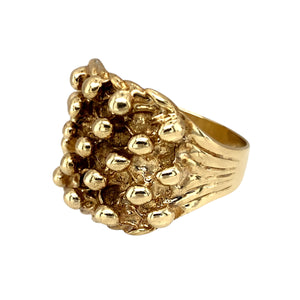 Preowned 9ct Yellow Gold Five Row Keeper Ring in size T with the weight 8.50 grams. The front of the ring is 18mm high