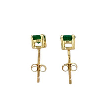 Load image into Gallery viewer, 10ct Gold &amp; Emerald Coloured Stone Set Stud Earrings
