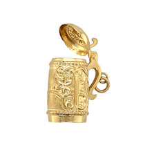 Load image into Gallery viewer, Preowned 9ct Yellow Gold Patterned Opening Tankard Charm/Pendant with the weight 2.40 grams
