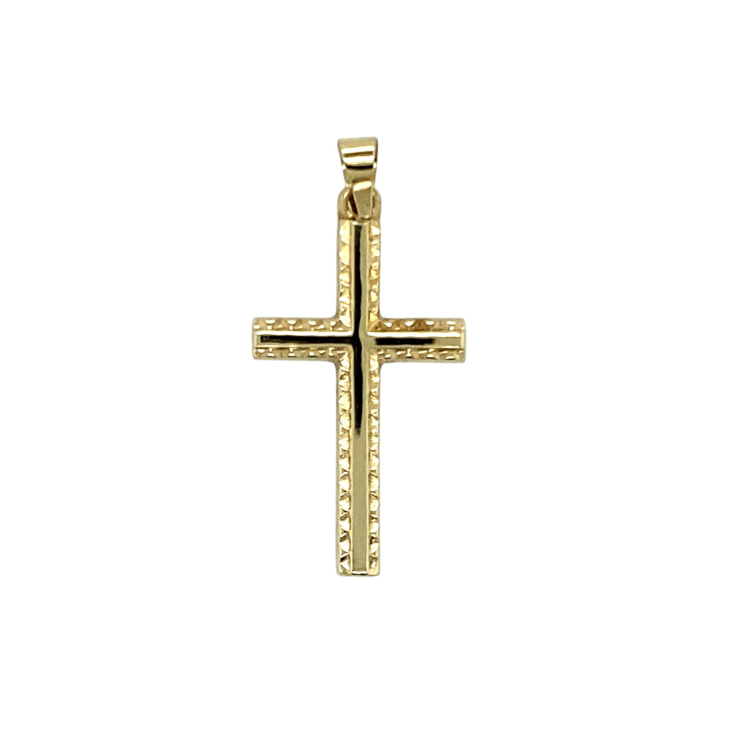 9ct Gold Patterned Cross Pendant