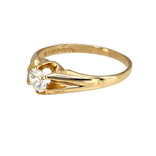 Load image into Gallery viewer, Preowned 9ct Yellow Gold &amp; Cubic Zirconia Set Signet style Solitaire Ring in size T with the weight 2.70 grams. The stone is 5mm diameter
