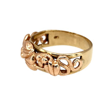 Load image into Gallery viewer, Preowned 9ct Yellow and Rose Gold Clogau Tree of Life Ring in size M with the weight 3.40 grams. The front of the ring is 8mm wide
