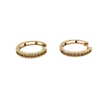 Load image into Gallery viewer, Preowned 9ct Yellow Gold &amp; Diamond Set Hoop Earrings with the weight 1.70 grams
