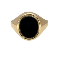 Load image into Gallery viewer, 9ct Gold &amp; Onyx Set Oval Signet Ring
