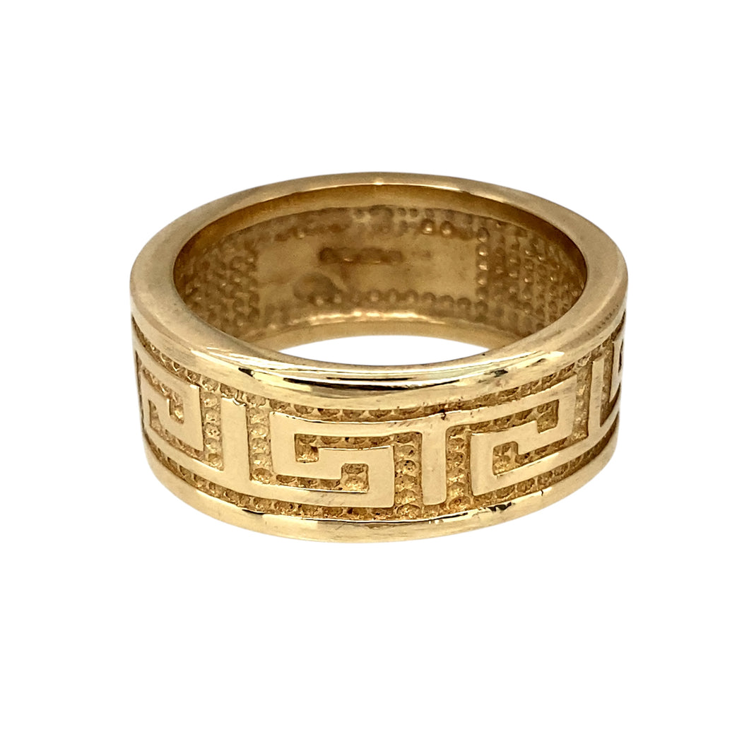 9ct Gold Greek Key Patterned Band Ring