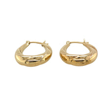 Load image into Gallery viewer, Preowned 9ct Yellow Gold Patterned Oval Creole Earrings with the weight 1.70 grams
