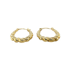 Load image into Gallery viewer, Preowned 9ct Yellow Gold Patterned Oval Creole Earrings with the weight 1.80 grams
