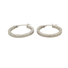 Load image into Gallery viewer, Preowned 9ct White Gold Patterned Hoop Creole Earrings with the weight 1 gram
