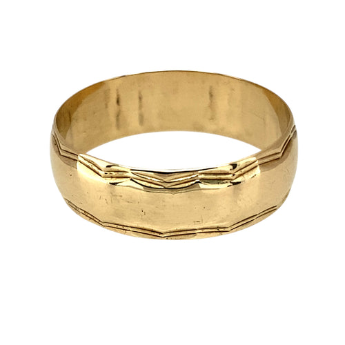 9ct Gold Patterned 7mm Wedding Band Ring