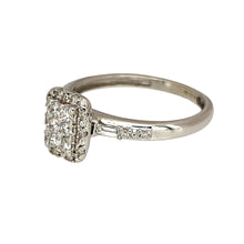 Load image into Gallery viewer, Preowned 9ct White Gold &amp; Diamond Set Cluster Ring in size I with the weight 1.70 grams. The front of the ring is 8mm high
