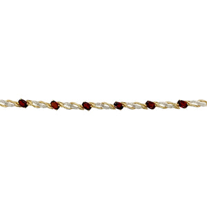 9ct Gold Diamond & Garnet Set 7.5" Bracelet