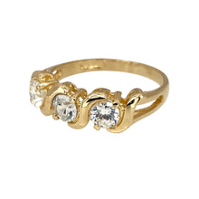 Load image into Gallery viewer, Preowned 9ct Yellow Gold &amp; Cubic Zirconia Set Band Ring in size M with the weight 2.50 grams. The stones are each 4mm diameter
