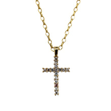 Load image into Gallery viewer, 9ct Gold &amp; Cubic Zirconia Set Cross 18&quot; Necklace
