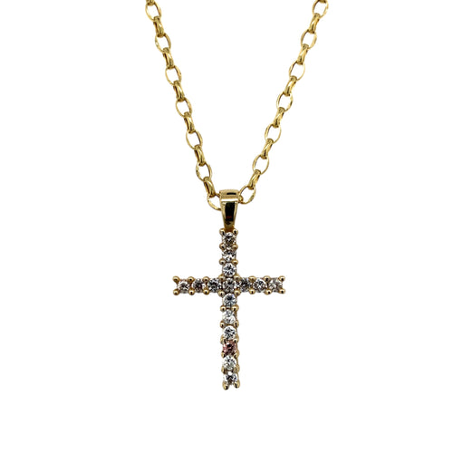 9ct Gold & Cubic Zirconia Set Cross 18