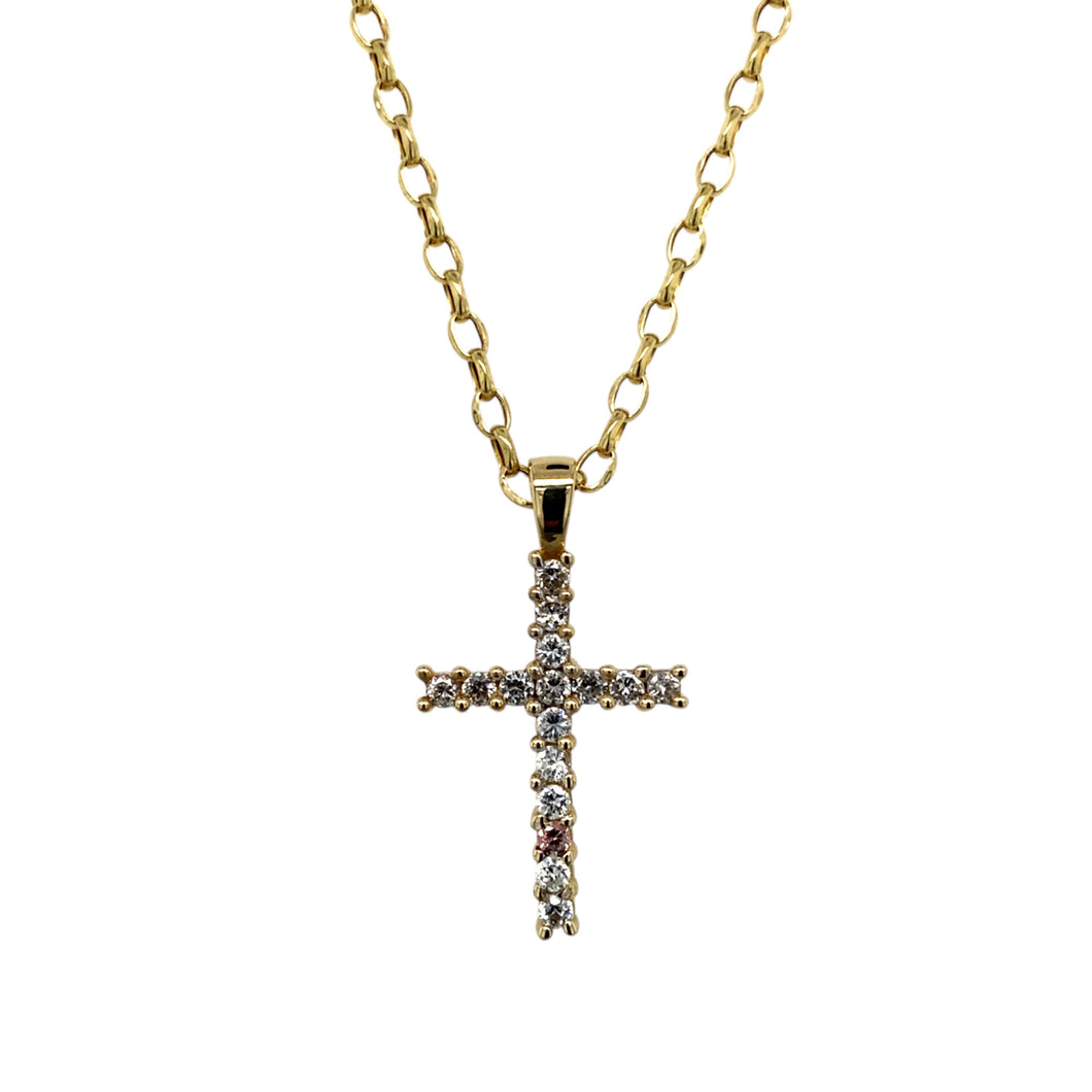 9ct Gold & Cubic Zirconia Set Cross 18