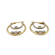 Load image into Gallery viewer, Preowned 9ct Yellow and White Gold &amp; Cubic Zirconia Set Double Hoop Creole Earrings with the weight 2.60 grams
