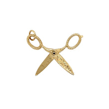 Load image into Gallery viewer, Preowned 9ct Yellow Gold Patterned Scissors Charm with the weight 1.80 grams
