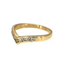 Load image into Gallery viewer, Preowned 18ct Yellow Gold &amp; Diamond Set Wishbone Ring in size N with the weight 2.10 grams. The band is approximately 4mm wide
