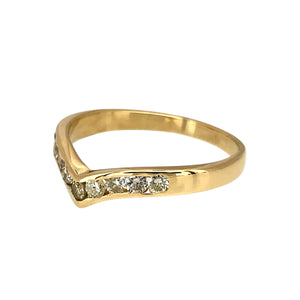 Preowned 18ct Yellow Gold & Diamond Set Wishbone Ring in size N with the weight 2.10 grams. The band is approximately 4mm wide