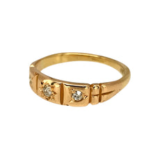 Load image into Gallery viewer, Preowned 18ct Yellow Gold &amp; Diamond Set Vintage Band Ring in size L with the weight 2.60 grams. The band is 4mm wide at the front
