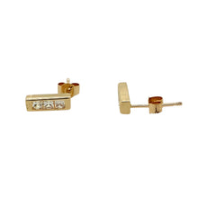 Load image into Gallery viewer, 9ct Gold &amp; Cubic Zirconia Set Bar Stud Earrings
