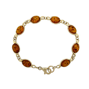 9ct Gold & Amber Set 6.75" Bracelet