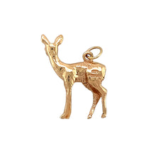 Load image into Gallery viewer, Add a touch of nature to your jewellery collection with this pre-owned 9ct yellow gold deer charm/pendant, featuring:

Design: A beautifully detailed deer charm, capturing the grace and elegance of this majestic animal.
Material: Crafted from 9-carat yellow gold, offering a warm and timeless appeal.
Weight: A solid 4 grams, ensuring a substantial and durable feel.
A charming and versatile piece, perfect for animal lovers or as a unique addition to a charm bracelet or necklace.
