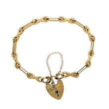 Load image into Gallery viewer, 9ct Gold Open Fancy Link Heart Padlock Bracelet
