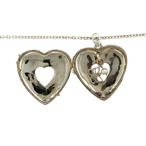 925 Silver Clogau Heart Flower Patterned Locket 18" Necklace