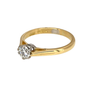 Add a timeless and sophisticated piece to your jewellery collection with this pre-owned 18ct yellow gold & diamond set solitaire ring, featuring:

Design: A classic solitaire ring, showcasing a brilliant-cut diamond for a refined and elegant look.
Material: 18-carat yellow gold, offering a rich and enduring appeal.
Diamond: Features an approximately 0.36ct brilliant-cut diamond, adding exceptional sparkle and brilliance.
Size & Weight: Designed in size J, with a well-balanced weight of 2.50 grams for a comf