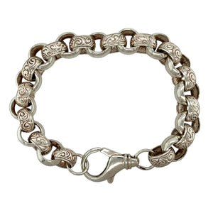 925 Silver 9.25" Patterned Belcher Bracelet