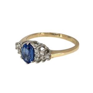 Add a touch of timeless elegance to your jewellery collection with this pre-owned 9ct yellow gold diamond & sapphire set ring, featuring:

Design: A sophisticated ring showcasing a deep blue sapphire accented by sparkling diamonds for a classic and refined look.
Material: 9-carat yellow gold, with the stones set in white gold to enhance their brilliance.
Gemstone: Features a 6mm by 4mm sapphire, providing a rich and eye-catching focal point.
Size & Weight: Designed in size I, with a well-balanced weight of 